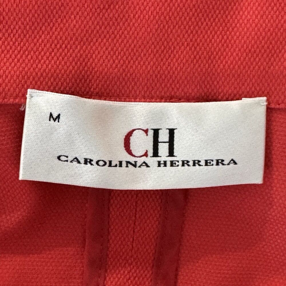 Carolina Herrera Cotton Spring Jacket Size Medium Red Coral Lined - Picture 13 of 15